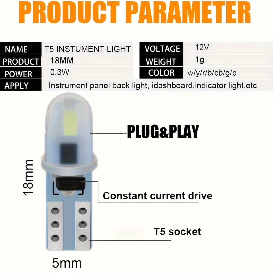 10Pcs T5 LED Wedge Indicator B - đánh giá và giá Grow Light T5